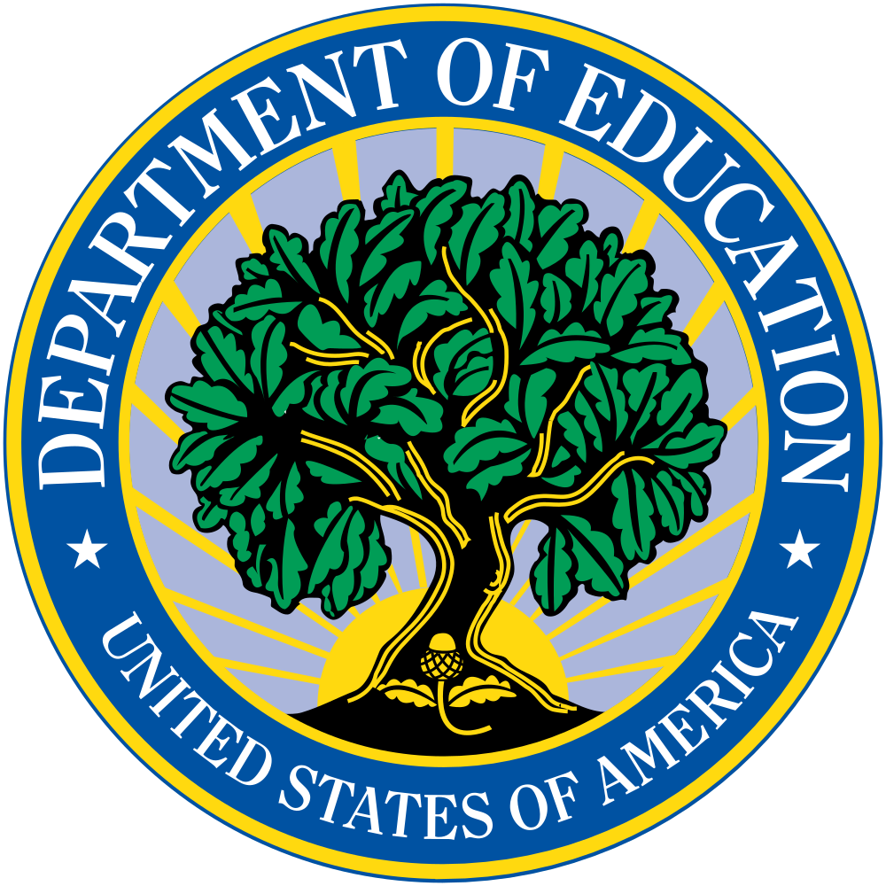 Seal of the USA Department of Education depicting a lush tree inside a blue circle