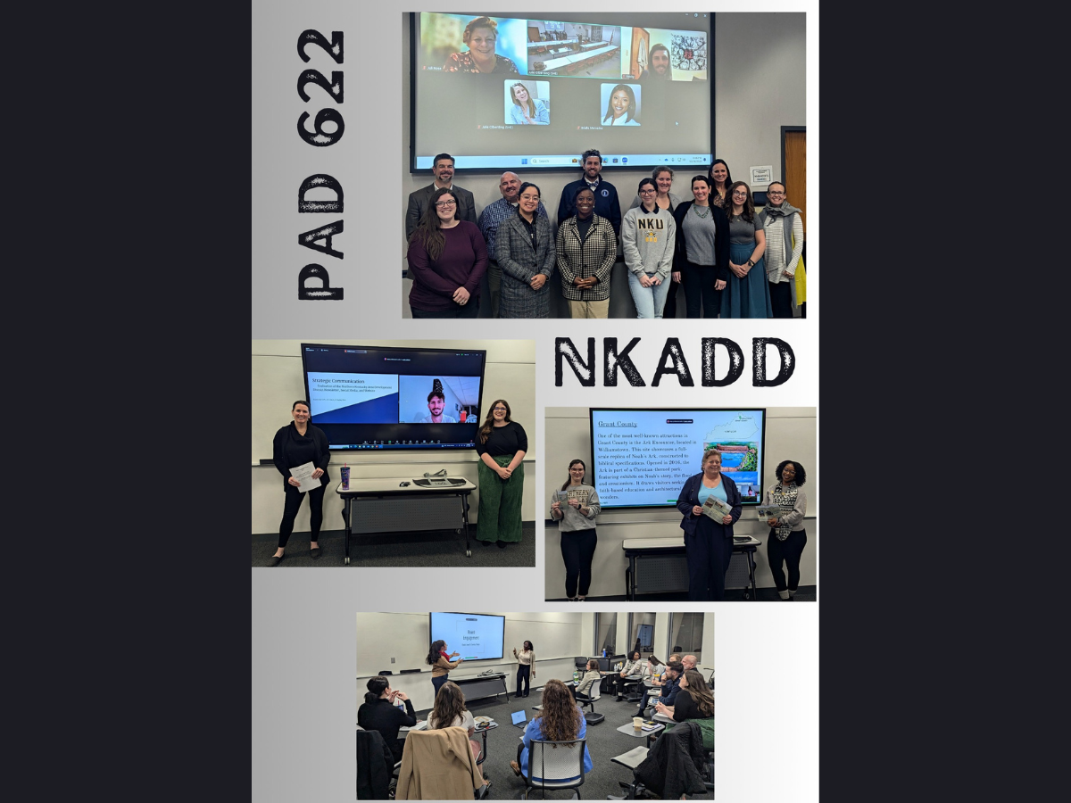 Untitled design - 1 Collage of students presenting in PAD 622 classroom
