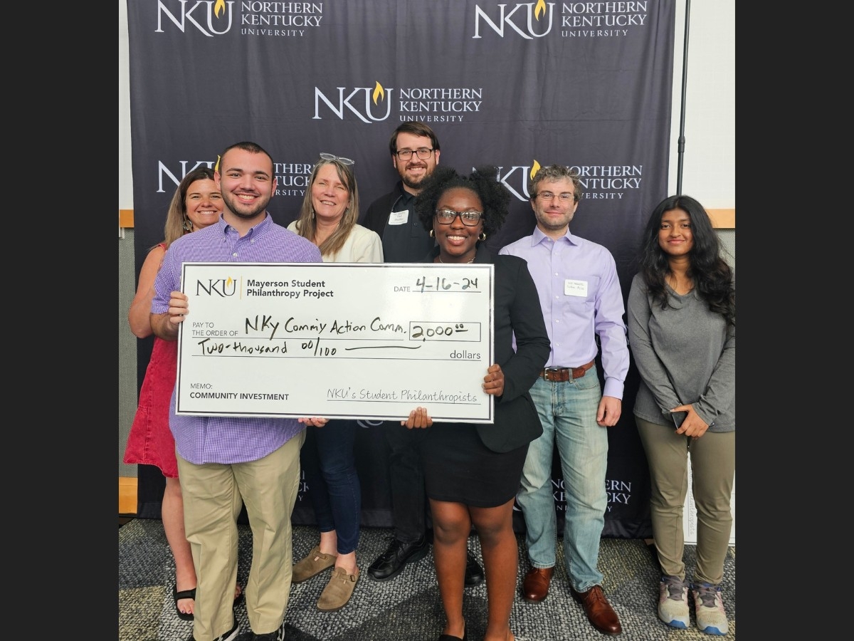 PAD 621 students presenting big check to NKY Community Action Committee