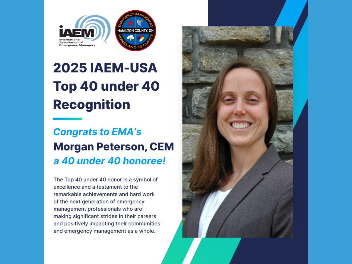 Untitled design - 1 Morgan Peterson headshot with Emergency management logo