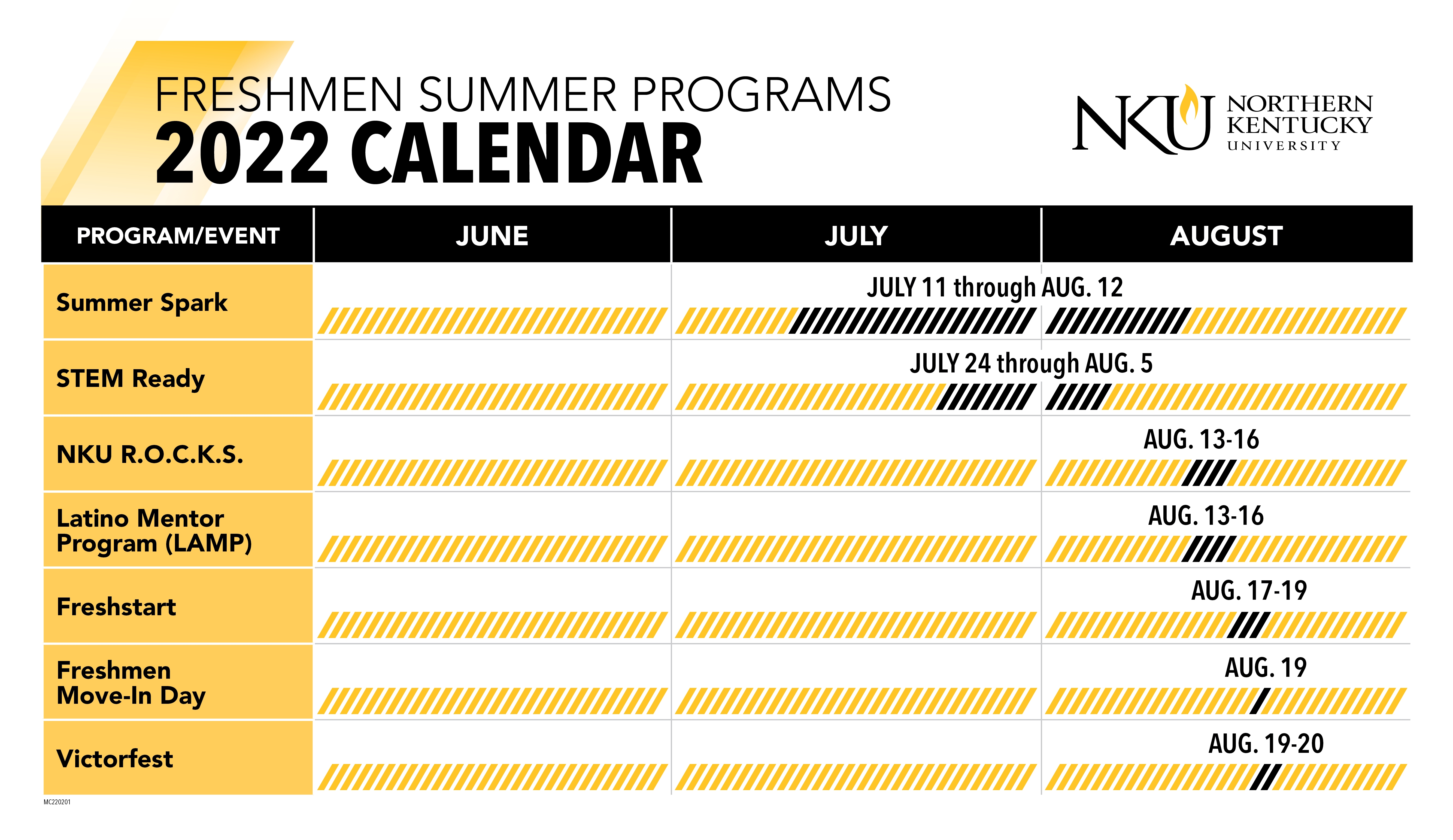 Freshmen Summer Programs Calendar 2022