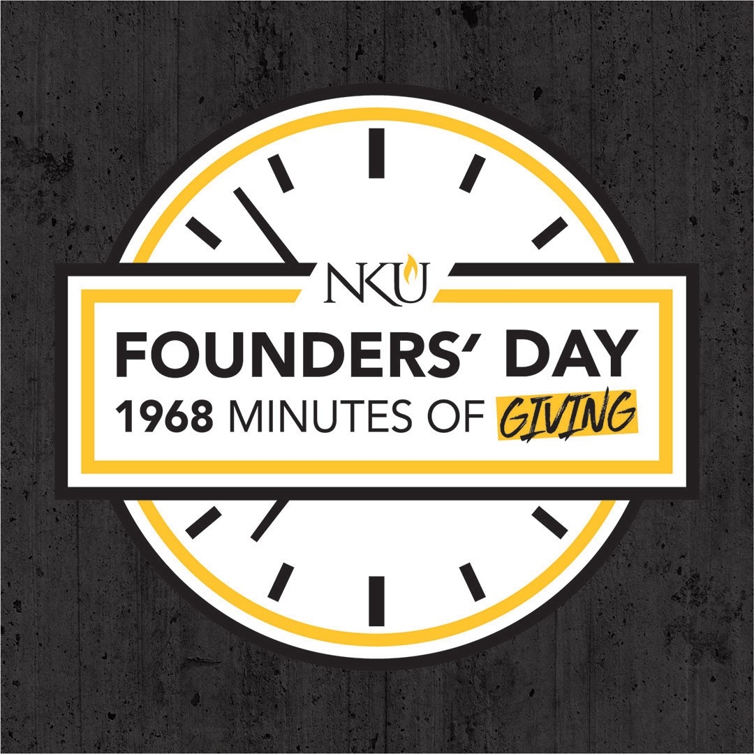 MC230459 FOUNDERS DAY LOGO AND CLOCK ON DARK GREY Founders' Day 1968 Minutes of Giving
