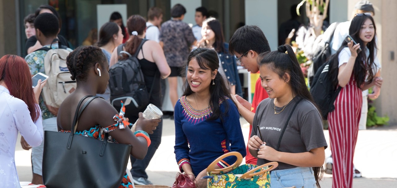 International students at an event on campus