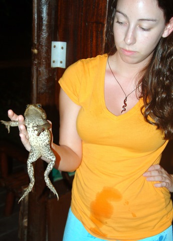Sarah with a Toad that peed on her
