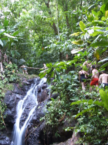 climbing up to the next waterfall