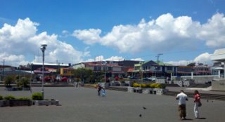 View of Cartago plaza and shops