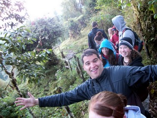 Osniel, Casey, and Sarah look like they are enjoying the brisk morning air of the Cloud Forest