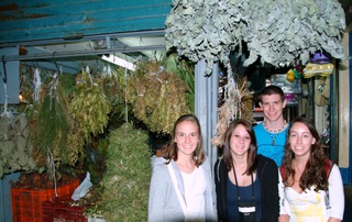 Kelsey, Brittany, Jeff, and Sarah shopping in the Central Market