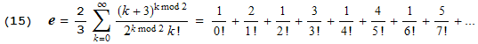 New formula for e #15 (H.J. Brothers, 2004)