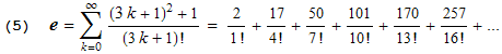 New formula for e #5 (H.J. Brothers, 2004)