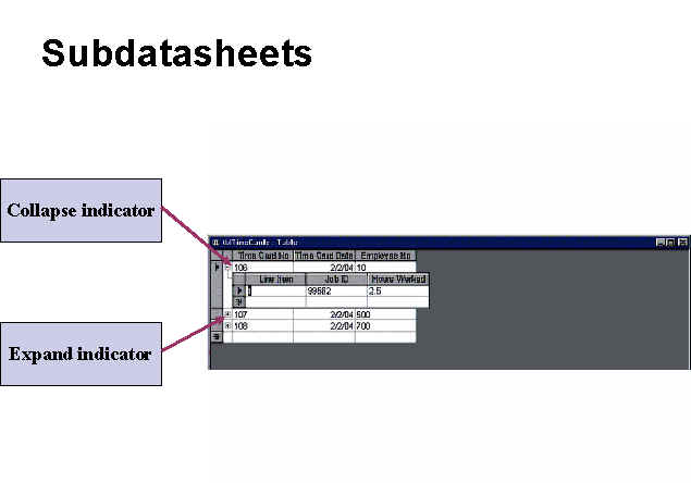Subdatasheets example