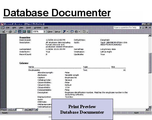 Database Documenterr Screen Shot
