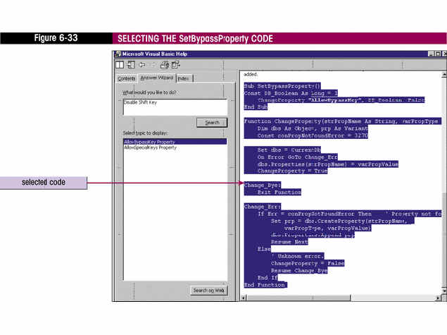 Figure 6-33 Selecting the SetBypassProperty Code