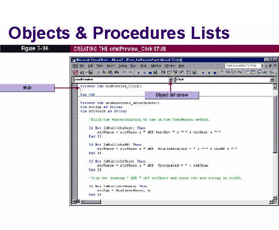 Figure 7-36 Creating the cmdPreview_Click Stub