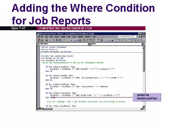 Figure 7-45 Completing the Wherecondition Code