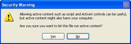 Security Warning Dialog Box